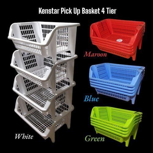 4Tier Pick Up Basket – Stackable Multipurpose Plastic Storage Organizer