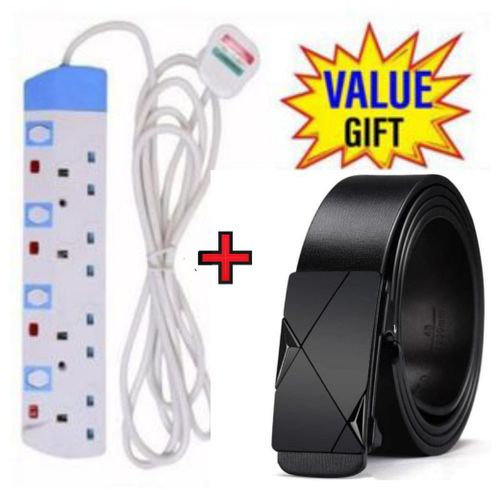 HOME BEST 4 WAY POWER EXTENSION WITH LONG CABLEFREE leather Belt -Black