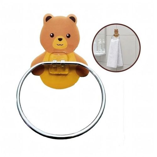 Self-Adhesive Free Punching Wall Mounted Stainless Steel animal Towel hook, Bathroom towel hook with metal ring, add an adorable touch to your bathroom