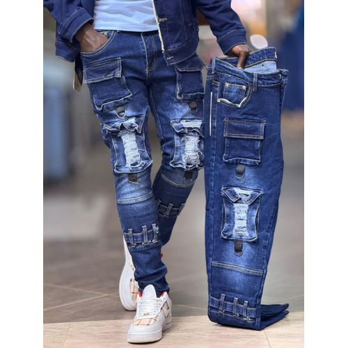 Double pocket men blue jeans