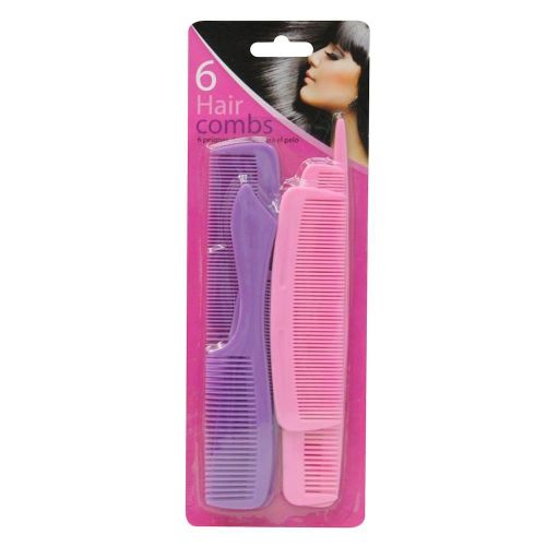 Hair Comb Assorted 6 Pieces Purple/Pink