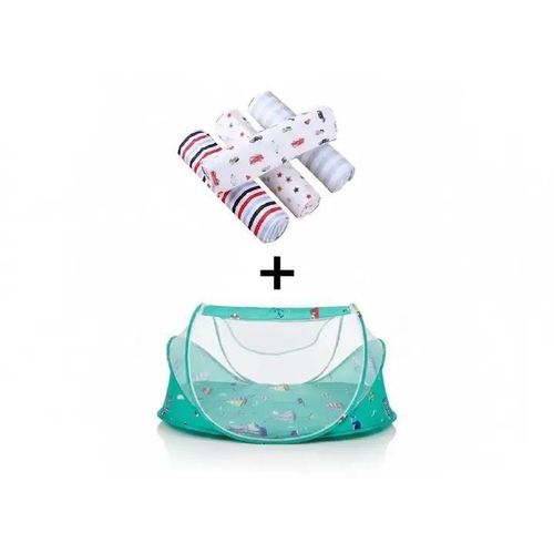 OFFERS Baby Essentials Bundle 4 Soft flannel Cloths Portable Mosquito Net