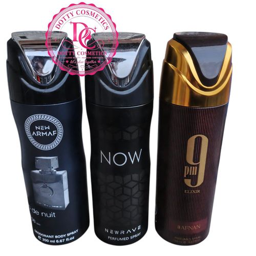 3PCS Men's Deodorant Body Sprays – Club De Nuit, NOW RAVE & 9PM Elixir 200ml