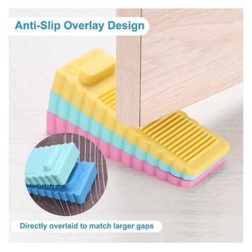 3 5 or 7 Pack Non-Slip Door Stoppers for Bottom Door Stop Wedge Brown grey or white