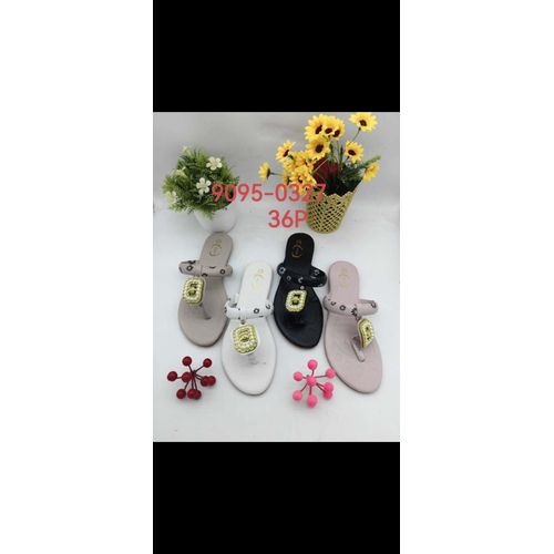 White Dotted flat sandals