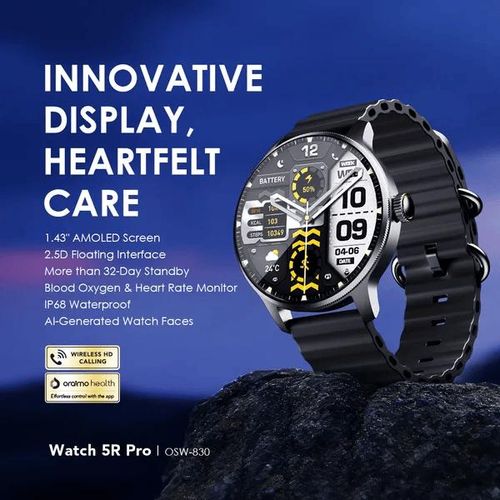 Watch 5R Pro 143 AMOLED Smart Watch with Bluetooth Calling Health Monitoring Sports Modes IP68 Waterproof Long Battery Life Stylish Fitness Tracker