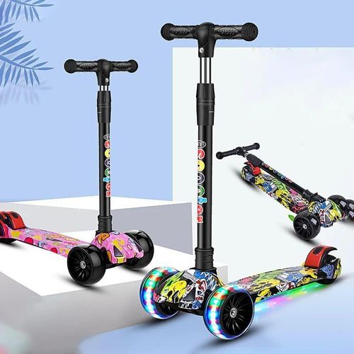 Kids 3 Wheel Push Scooter with Melody and LED Light Up Wheels