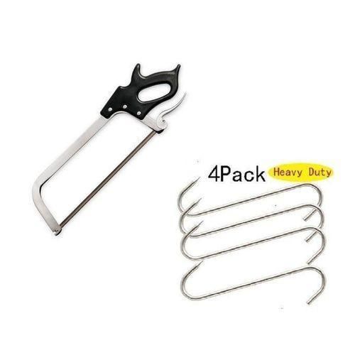 Heavy Duty Stainless-Steel Bone Meat Saw with 4 pieces Hooks For Your Butchery Kitchen & Meat-processing