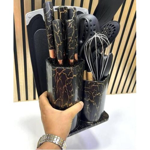 25-Piece Silicone Marble Kitchen Utensil Set