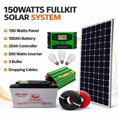 150W All-Weather Off-Grid Solar System Kit with 100Ah Battery 300W Inverter Charge Controller