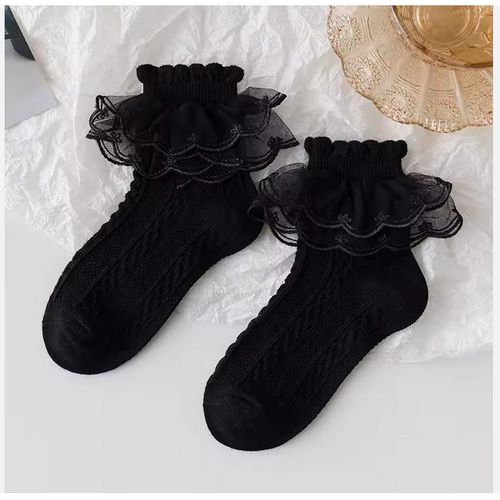 Girls Cotton Lace Socks – Soft Breathable Princess Socks For Girsl of Ages 4-6 years