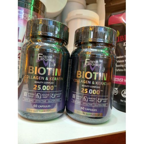 Biotin collagen and keratin 60 caps Health hair radiant skin strong nails