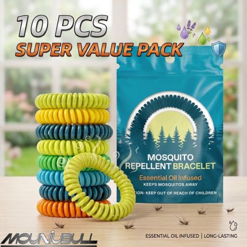 Mosquito Repellent Bracelets Pack of 10 Natural DEET Free Insect Bands for Adults Kids Soft Coil Wristbands Outdoor Camping Hiking Traveling