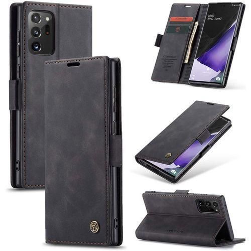 Caseme Leather Case For Samsung Galaxy Note 20 Ultra,CaseMe Anti-Fall Retro Handmade Leather Magnetic Wallet Flip Case With Kickstand And Cash Slot/Card Slots For Samsung Galaxy Note 20 Ultra (Black)