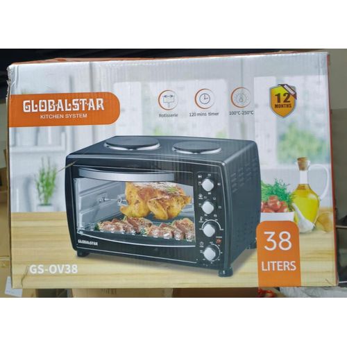 38 Litres Oven With Rotisserie And Double Hot Plate