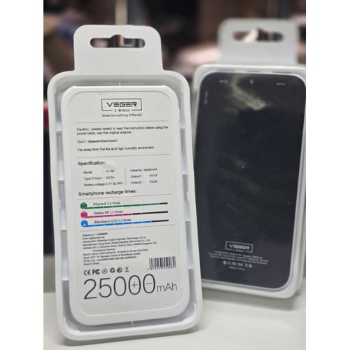 Veger J-Brauv V11w Portable 25000mAh Power Bank Quick Charge External Battery Pack