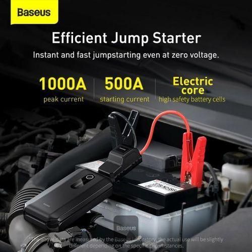 Super Energy Air Car Jump Starter Built-in 10000mAh Power Bank 1000A Max Peak Current 12V Car Jump Starter Up to 40L Gas 25L Diesel Engines Emergency Portable Phone Charger Black