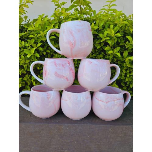 Beautiful Pot Shaped Ceramic Mugs 380ml Set of 6 Coffee Tea Cups