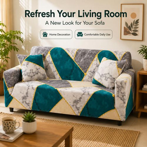 Stretch Sofa Cover (+1 Pillowcase) Elastic Couch Cover 1/2/3 seater sofa cover Washable Anti-Dust sofa set cover Living Room Cover Only