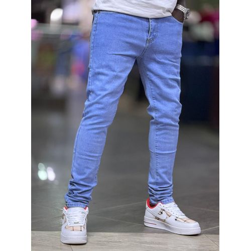 Sky Blue men plain slim fit jeans