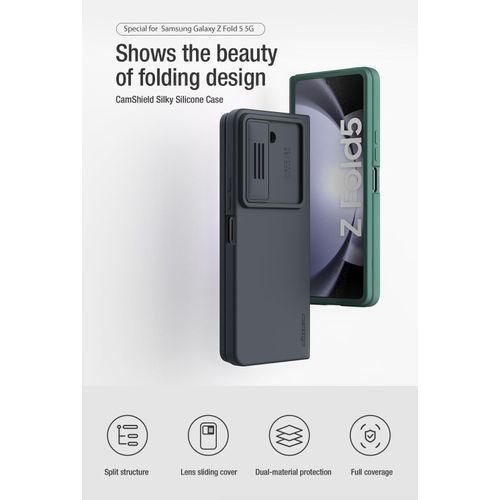 Nilkin Case For Samsung Galaxy Z Fold 5 (7.6" Inch) CamShield Silky Soft Liquid Silicon + PC Finish Camera Slider Inner Microfiber