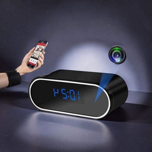 Night Vision IR Night Version Support Remote Monitoring 1080P Full HD 4K Home and Office Security Surveillance Monitoring Alarm Mini Table Clock WiFi Spy Hidden Camera Audio Video Recorder