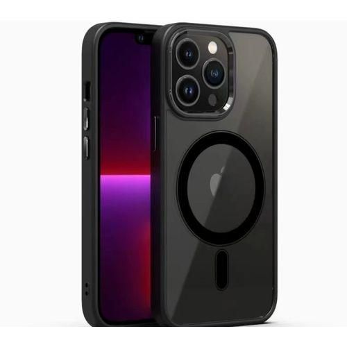 Black Acrylic Clear Back TPU Sides With Tactile Buttons And Magnet For Magsafe Back Cover Case For IPhone 13 Pro