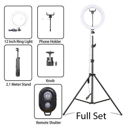 12 Inch LED Ring Light With 2.1 Meter Stand Tripod & Remote Control