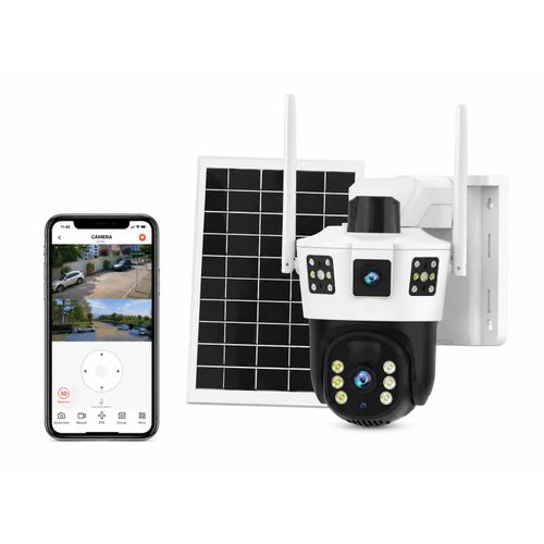 Dual Lens Two Screens 4G PTZ Solar Security Camera with Alarm