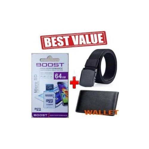 High Performance Memory Card 64 GB/64GB - Black + Belt + Men Wallet