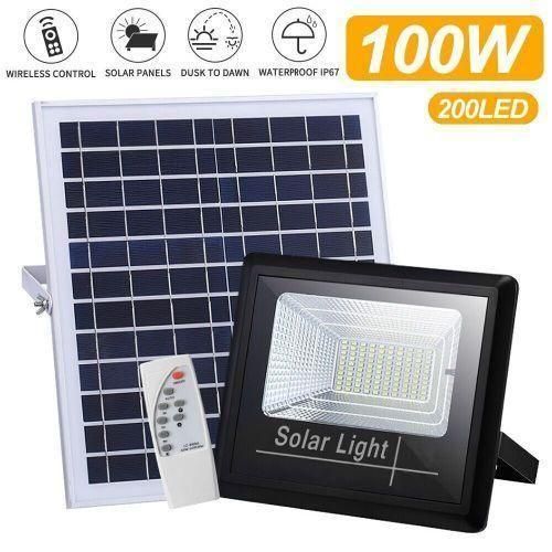 100W LED Solar Floodlight Panel Street Lights Outdoor Waterproof Remote Contro