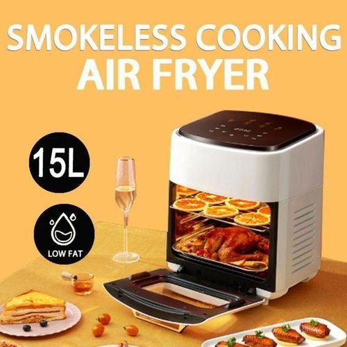 Air Fryer 15L Visual Air Fryer with Grill Smart Oven With Digital Touch Screen Oil-free Fryer Timing and temperature adjustable For Quick And Easy Meals Easy to Clean Multicolor