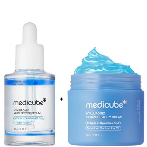 Hyaluronic Ceramide Jelly Cream with Niacinamide Hyaluronic Multi Peptide Serum with 13 Peptides PDRN Deeply Hydrates Improves elasticity Soothes Smooths Glows Even the Tone Firms Remove Dark Spots blemishes acne marks imperfections