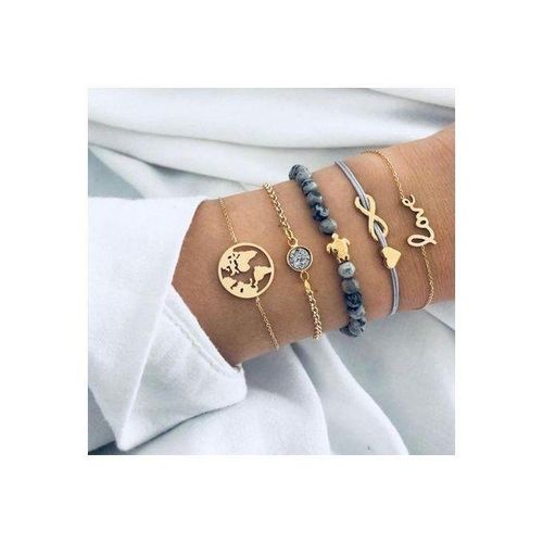 Bracelet Letters Love Turtle Beaded Bracelet Five Piece Set