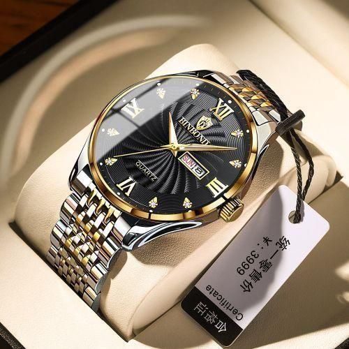 Mens Fashion Business Quartz Fully Automatic Watch Waterproof Night Light Reinforced Wrist Watches