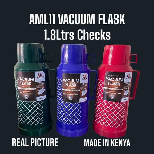 Plastic Body Glass Refill Thermos Vacuum Flask – 1.8 Litres Keeps Drinks Hot or Cold – Ideal for tea, coffee, water, and juices ideal for home use, offices, hotels, outside catering,meetings, and travel.