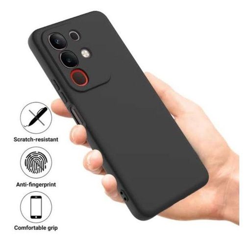 Vivo Y29 5G / Vivo Y19s 5G Black Original Soft Silicone Cover Case Flexible Shockproof Slim Back Cover, Protective Phone Case