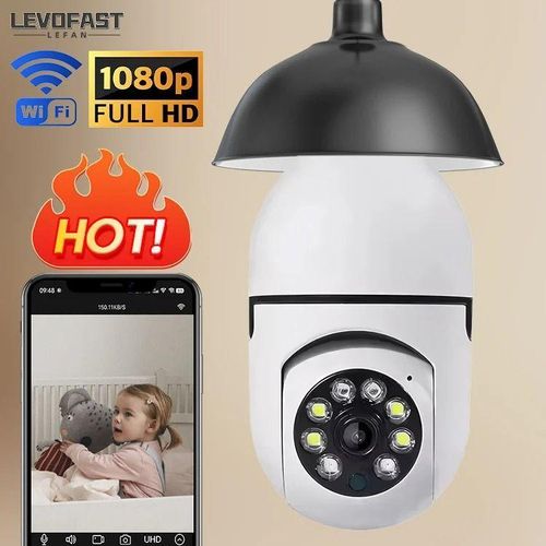 1080P Full HD Indoor Smart Bulb Security Camera 360 Panoramic WiFi with Night Vision Motion Alerts Two-Way Audio App Remote Monitoring