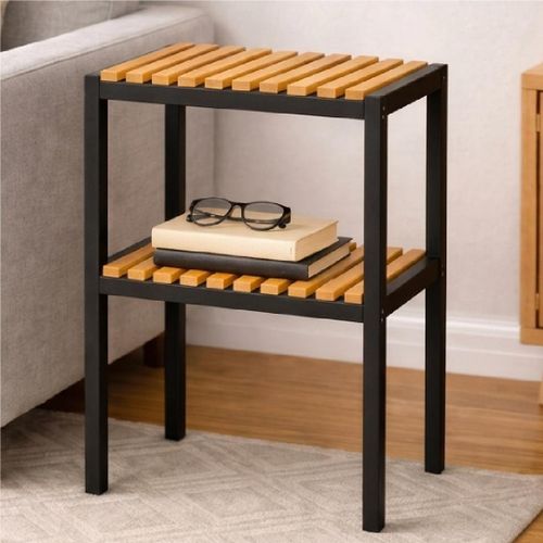 40x30cm Cypress Wooden Side Table - For holding books, décor, lamps, or plants
