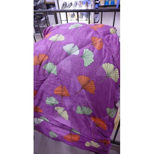 Duvet Set – Executive 4x6 Cotton Bedding – Purple Background with Multicolored Leaf Pattern