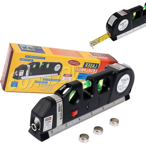 Laser Level Line Tool, Standard Cross Line Laser Leveler Beam Tool with Metric Rulers 8ft/2.5M, Multipurpose Laser Level Kit for Flooring & Tile Installation