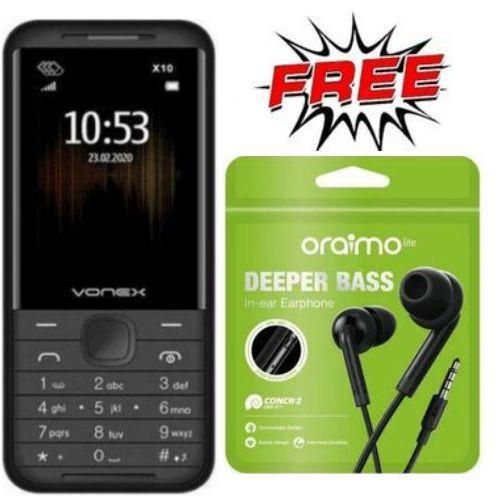 Vonex Camera, FM Radio, Dual Sim, Battery 2500mAH With Torch & Facebook + Free Original Earphones
