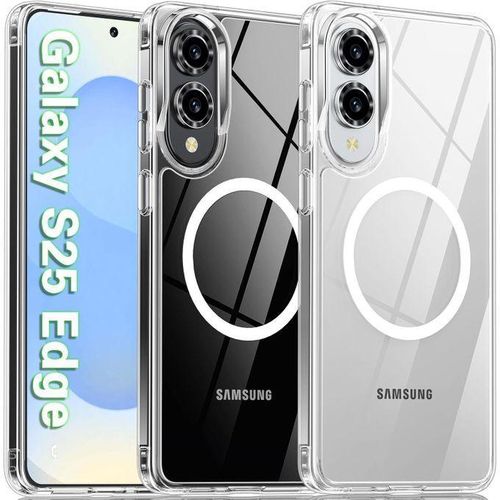 Clear Transparent MagSafe Silicone Case for Samsung Galaxy S25 Edge – Shockproof, Anti-Yellow, Slim Protective Cover