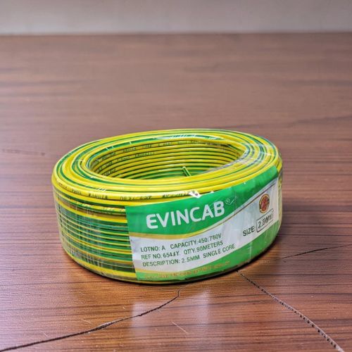 Thick Insulated Yellow Green 2.5mm Single Core Solid Copper Wire Indoor Electrical Wiring Cable