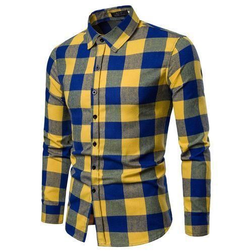 Spring And Autumn New Men's Casual Long-sleeved Plaid Shirt