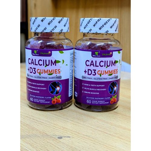 Winstown Calcium + Vitamin D3 Vegan Gummies – Bone Strength, Teeth Health & Immune Support (60 Gummies)