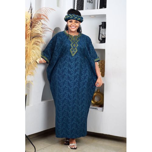 Rich Auntie Maxi Dress with a head gear