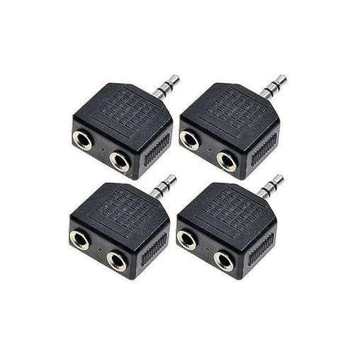 4pcs 35mm Audio Headphone Cord Splitter Adapter One For Stereo 1 To 2 Jack Adapter Multi Color