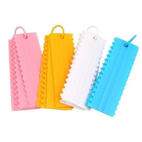 4PCS CAKE SCRAPER / CAKE DECORATING SCRAPER SET / CAKE DECORATING COMB / SMOOTHER / ICING SMOOTHER SET