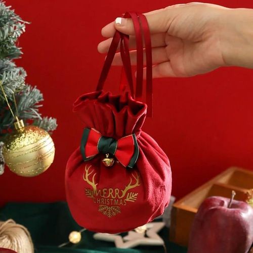 Christmas velvet candy / Gift Drawstring bag
